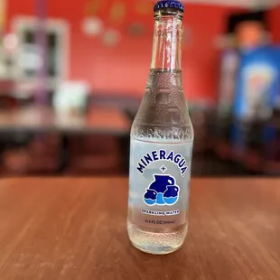 a bottle of water on a table