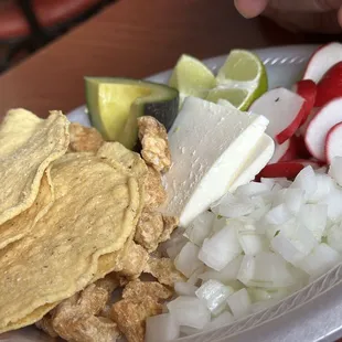 Nice spread for soup fixings but they were not needed, it was great by itself.