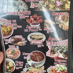 menu