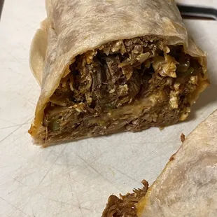 machaca burrito was my to go choice today. I cut in half at home and was in awe of it&apos;s &quot;beautifulnes&quot;.