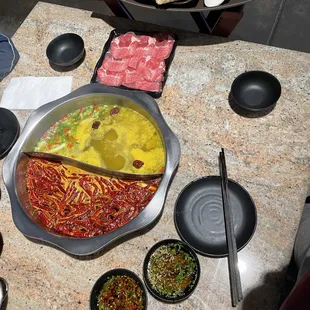 a variety of foods on a table
