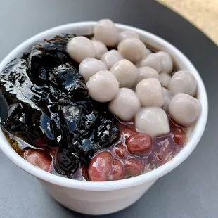 tofu pudding combo #1 - can't go wrong (ft. red beans, grass jelly, and taro balls), size small