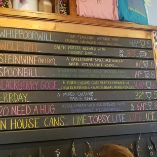 a menu on a blackboard