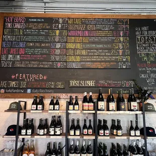 a large chalkboard of wine