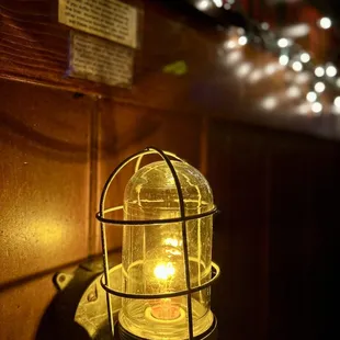 a lantern on the wall