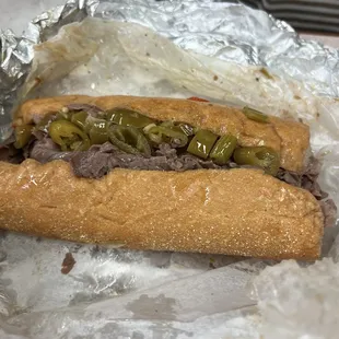 Italian beef with hot peppers