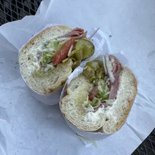 two halves of a sub sandwich