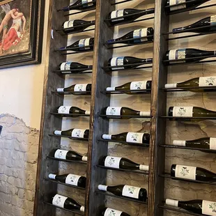 a wall of wine bottles