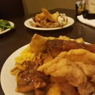 A sample of many things off the buffet bar.