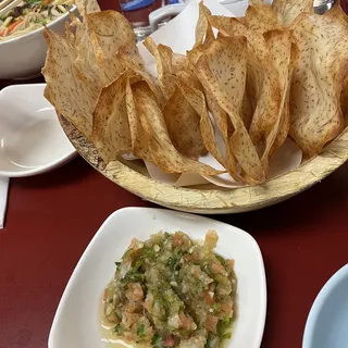 Home Made Taro Chips & Salsa
