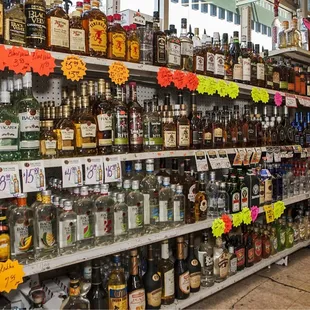 shelves of alcohol