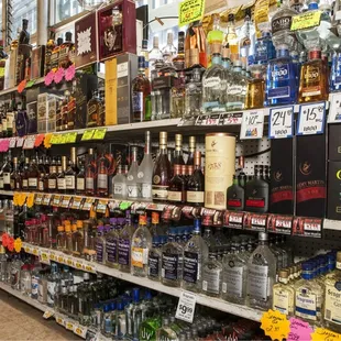 shelves of alcohol