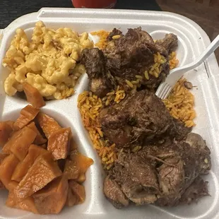 Oxtails, yams, Mac and cheese