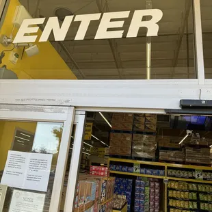 the entrance to a grocery store