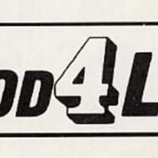 a white sign with the words food 4 less