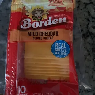 a bag of borden mild cheddar