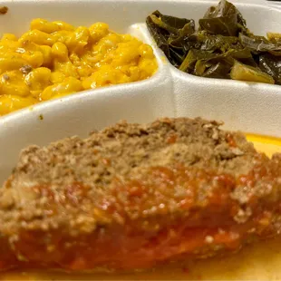 Meatloaf, greens, mac&amp;cheese