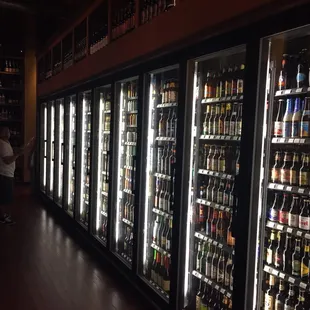 a row of beer fridges