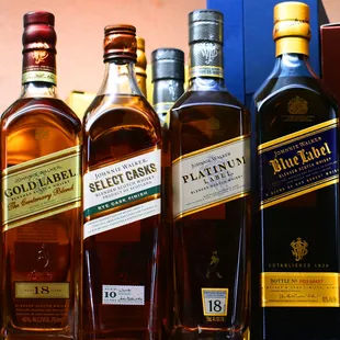 a variety of liquors