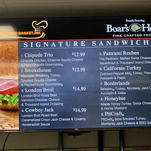 Sandwich Menu
