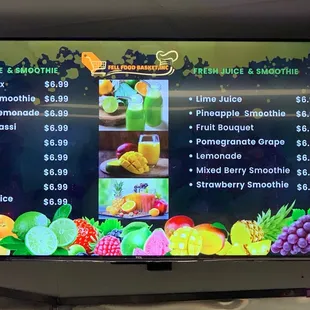 Juice and Smoothie Menu