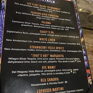 the menu