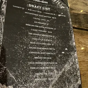 menu