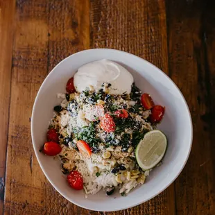 a bowl of rice and vegetables