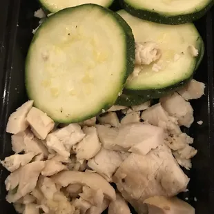 sliced zucchini and chicken