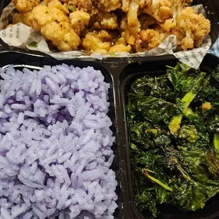 Blue Rice, Kale, and Cauliflower.