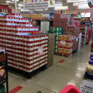 shelves of food in a supermarket