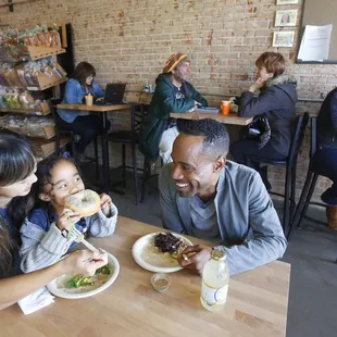 There is indoor and outdoor seating at the co-op.