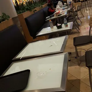 Apparently  there is no cleaning crew here ...its been like that for 30 min and counting