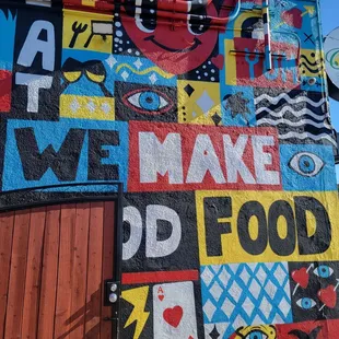 You can't miss the bright mural