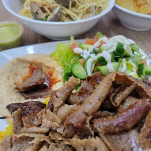 #10 Gyro Mix with gyros, steak n Chicken And Spaghetti Clams Alle Vongole...popular
