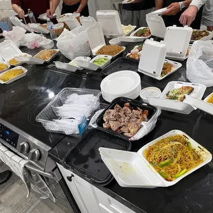 a table full of food