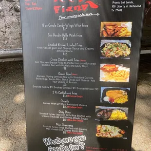 a menu for a restaurant