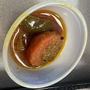 a bowl of stew and vegetables