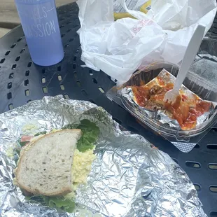 Egg Salad Sandwich, cabbage roll