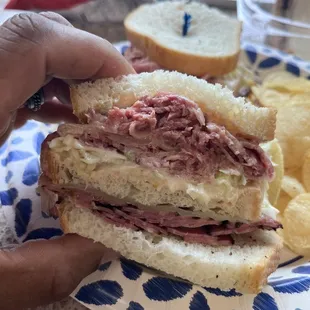 Look at the Thickness! No skimpy sandwich here Buddy! #1. Triple Decker Corned Beef, Pastrami, Swiss, Cole Slaw &amp; Russian Dressing