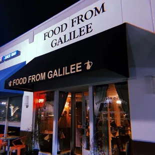 outside of restaurant at night