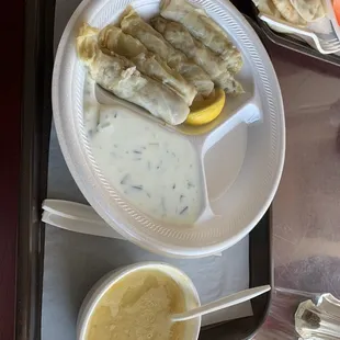 Gluten-free cabbage rolls and tasty lentil soup which comes as a side.