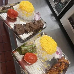 Filet mignon and chicken thigh pieces