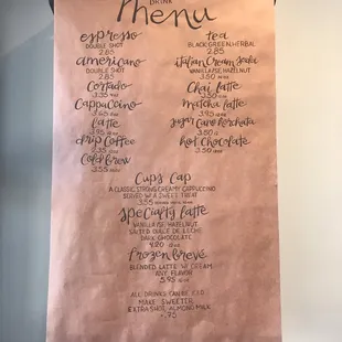 Beverage menu-yummy!!!!