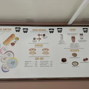 a menu for a fast food restaurant