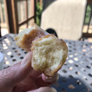Delicious sour cream donut interior