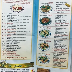 a menu for lunch specials