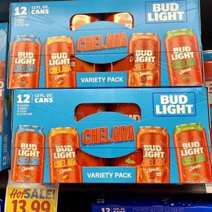 a display of bud light cans