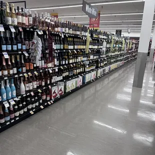 shelves of wine in a grocery store