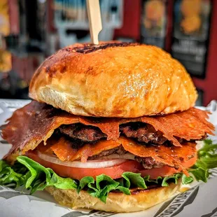 Smash burger with cheddar cheese skirts